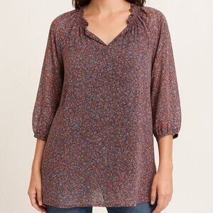 Old Navy Micro Floral Lined Tunic Top Size Large